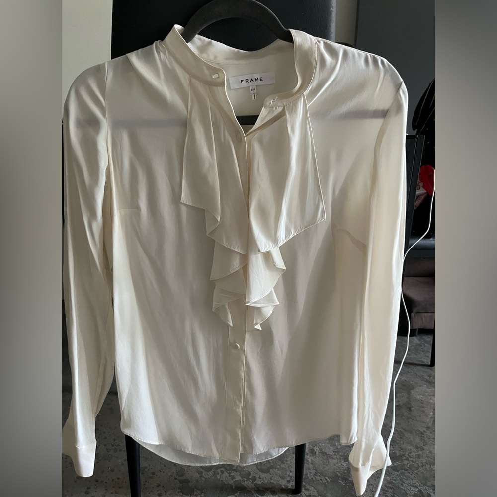 Frame Silk Blouse in White